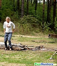 Girl goes to the woods to piss and smoke a cig