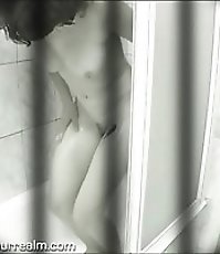 Washed chicks filmed by hidden camera in the bathroom