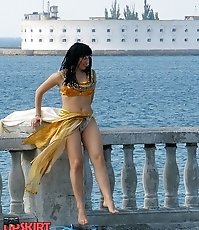 Entertaining outdoor on upskirt cam