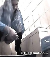 Pissing hottie squatted right over voyeur camera