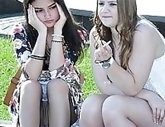 Panties seen up the cute mini skirts