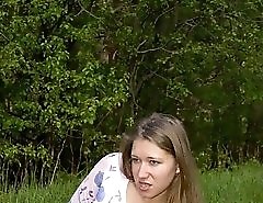 Spying on nice shaved teen peeing in the park