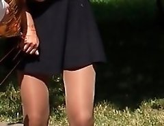 Upskirt bitches pose for our hunter