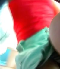 Upskirt peek in the bus