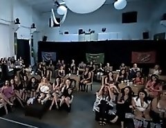 Slutty girls choking on stripper cock