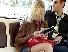 Nylon pantyhose shown off in street upskirt