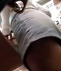 Upskirt thongs shot in the store
