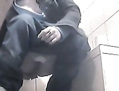 Chubby weeing in front of toilet voyeur cam
