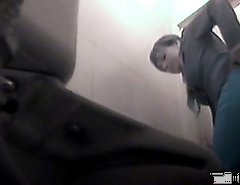 Three babes taking turns to pee in spycammed john