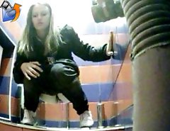 Sporty chick with hot ass takes a leak on spy cam