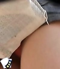 Upskirt hidden camera is working and recording hot view up the jeans skirt of amateur