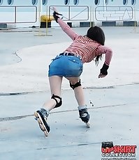 Mini skirt up skirt on ice rink