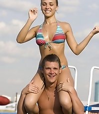 Talking hot bikini girls into posing on camera
