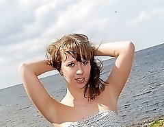 Panty slip aside on up skirt shots