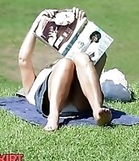 While reading she made a mistake - showing upskirt