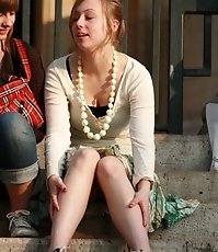 Up skirt teen girls - cute teenie voyeured sitting