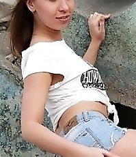 Hot tease of the tiny shorts model
