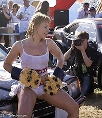 Wet and sheer bikinis of these girls are so sexy