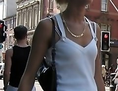 Hot woman upskirt, spyed in a shopping mall