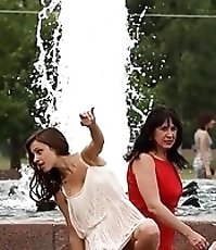 Dancing dolls lifting the skirts up