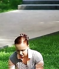 Public show of small tits & upskirt