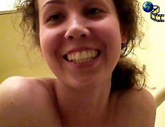 Kinky young pisser gets all naked in ladies room
