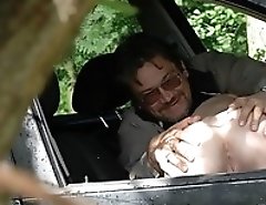 Young hitchhooker blows rod and pees in underbrush