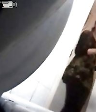 Voyeur peeps after mature and younger babe in market toilet