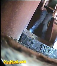 Chick with perfect ass pees in dirty public toilet