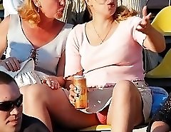 Unaware upskirt models in the streets