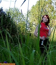 Spying on redhair teen peeing after beer