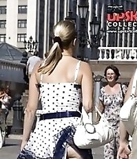 Accidental upskirt of girl on high heels