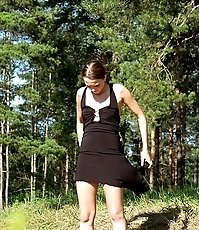 Young perverted piss exhibitionist shows her hole